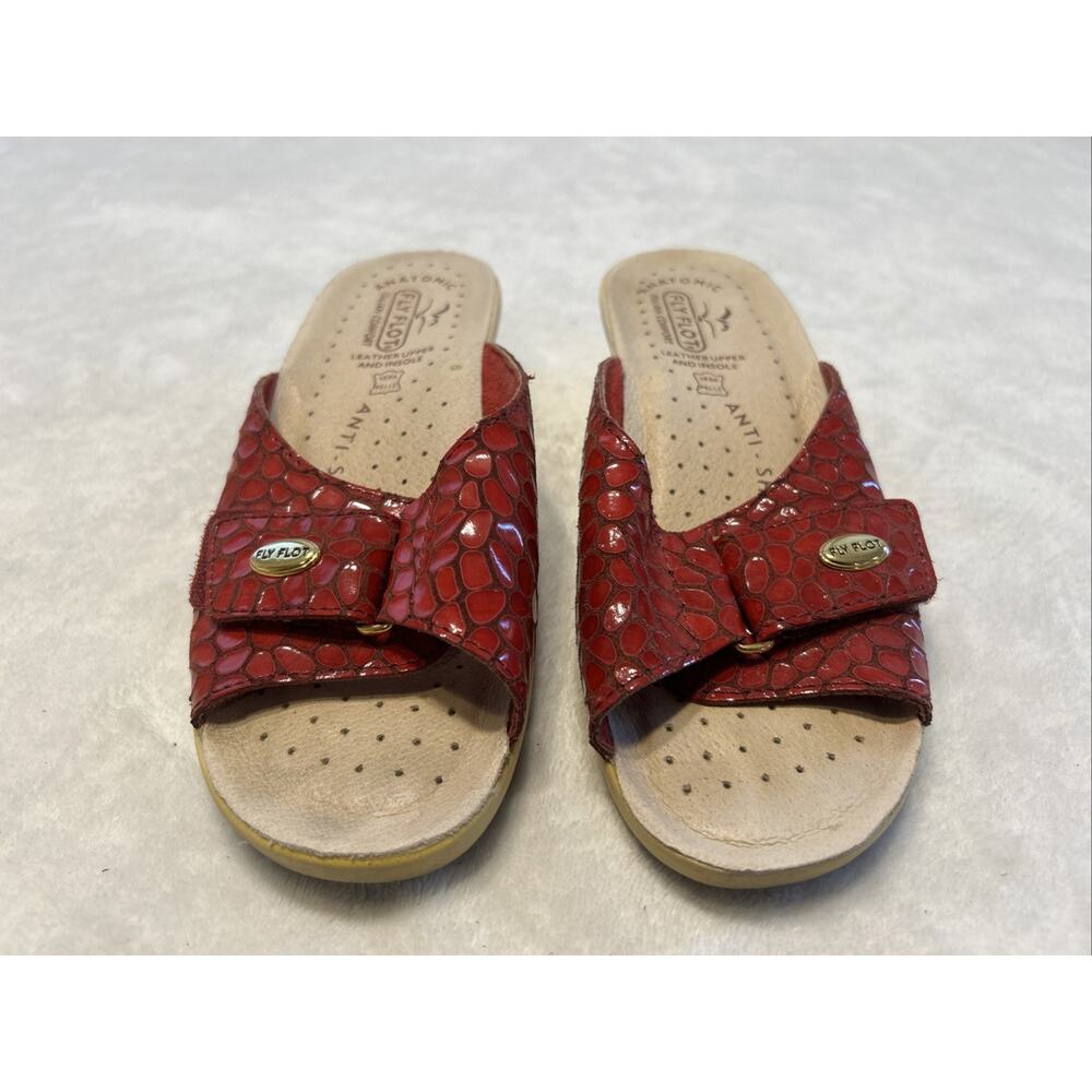 FLY FLOT US 6.5/EU 36 Anatomic Wedge Sandals Red Patent Leather Slides Italy